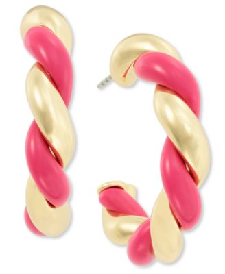 On 34th - Gold-Tone Swirl Medium Hoop Earrings, 1.2"