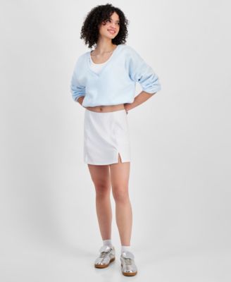 Madden Girl - Juniors' Double-Slit Pull-On Mini Skirt
