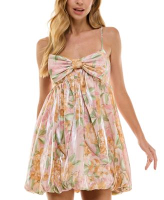 SENI & CADE - Juniors' Bow-Bodice A-Line Shimmer Dress