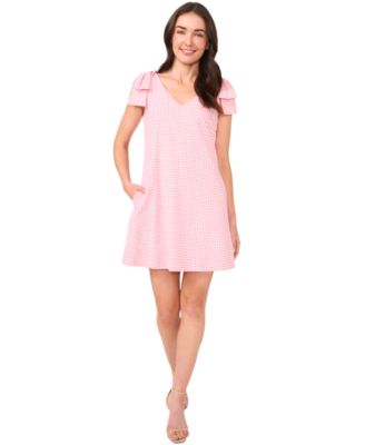 CeCe - Women's Gingham Bow-Shoulder Mini Dress