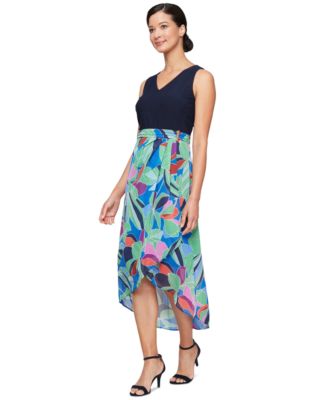 SL Fashions - Women's Mixed-Media A-Line Sleeveless Dress