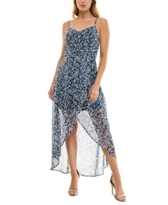 As U Wish - Juniors' Molded-Cup Wrap High-Low Fit & Flare Dress