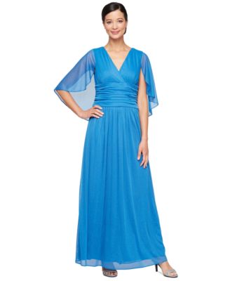 SL Fashions - Petite Surplice Long Glitter Cape Dress