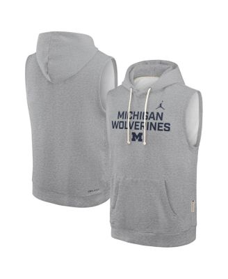 Jordan - Men's  Heather Gray Michigan Wolverines 2025 Sideline Performance Sleeveless Pullover Hoodie