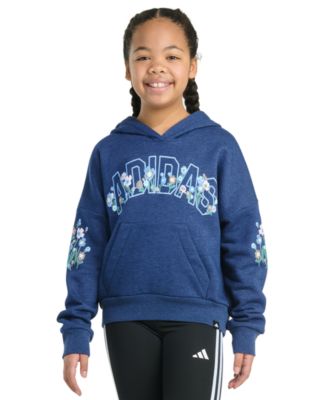 adidas - Big Girls Long-Sleeve Heather Multi Graphic Fleece Pullover Hoodie