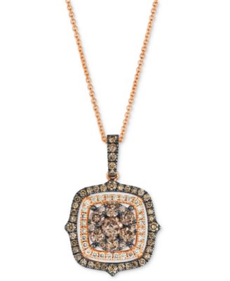 Le Vian - Chocolate Diamond & Nude Diamond Halo Cluster (1-1/3 ct. t.w.) Halo Adjustable 20" Pendant Necklace