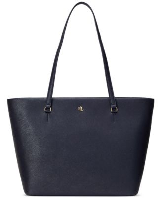 Lauren Ralph Lauren - Crosshatch Leather Medium Karly Shopper Tote