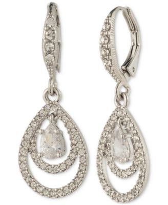 Givenchy - Silver-Tone Crystal Orbital Teardrop Drop Earrings