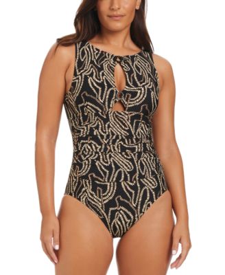 Beyond Control - Women's Foil Me Once High-Neck Tummy-Control One-Piece Swimsuit