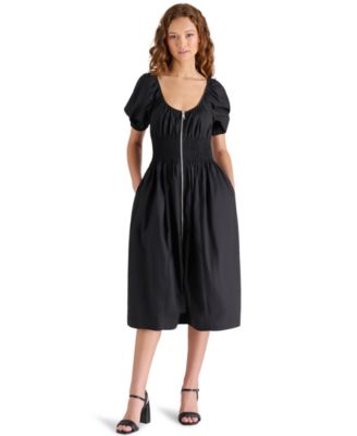 Steve Madden - Women's Liora Puff-Sleeve Cotton Midi Dress