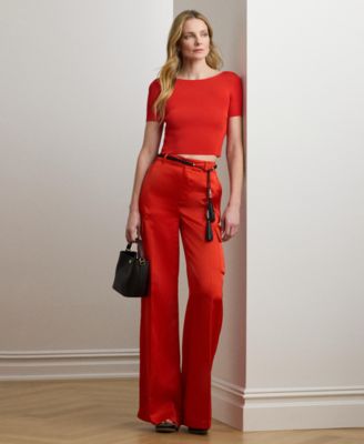 Lauren Ralph Lauren - Women's Satin Charmeuse Wide-Leg Cargo Pants