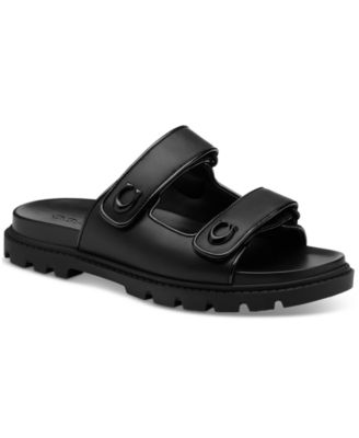 COACH - Women's Sculpted C Quilted Washed Denim Double Band Sandals