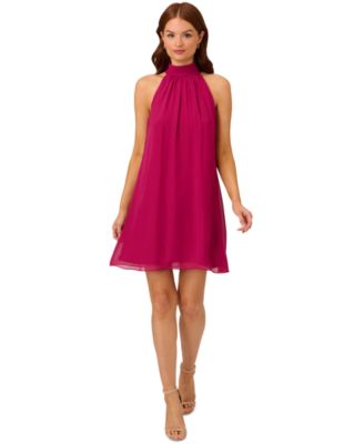 Adrianna Papell - Women's Chiffon Mock-Neck Sleeveless Shift Dress