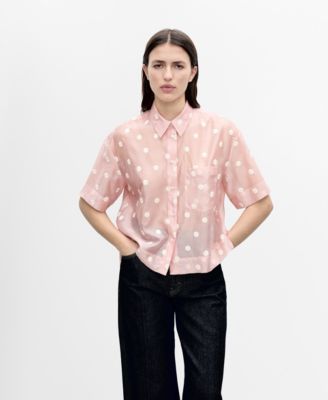 MANGO - Women's Floral-Embroidered Lyocell Shirt