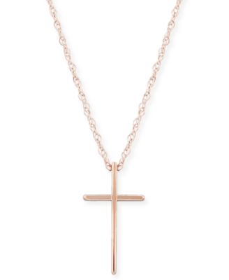 Macy's - Solid Cross Necklace Set in 14k Yellow White or Rose Gold