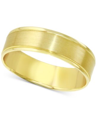 Macy's - Men's Polished & Textured Beveled Edge Wedding Band in 14k Gold