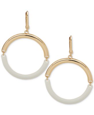 DKNY - Gold-Tone & Color Spit Hoop Drop Earrings