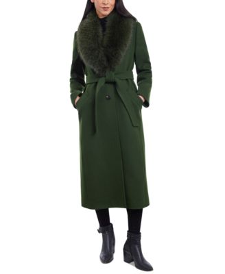 Michael Kors - Women's Faux-Fur-Collar Belted Coat