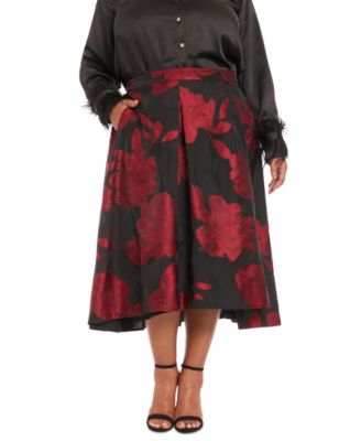 Muse - Plus Size Pleated Floral-Print Organza Dress