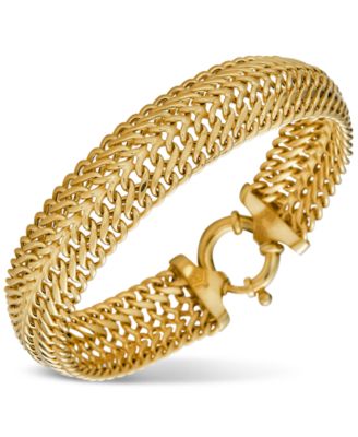 Italian Gold - Woven Link Wide Chain Bracelet in 10k Gold