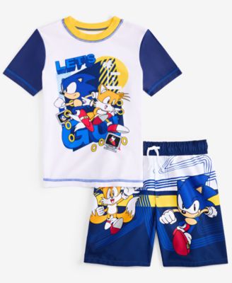 Sonic - Little Boys Rash Guard & Swim Trunks Two-Piece Swimsuit