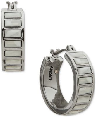 DKNY - Gold-Tone Stone Baguette Small Huggie Hoop Earrings, 0.63"