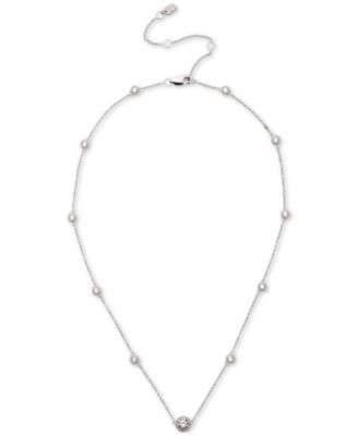 Lauren Ralph Lauren - Sterling Silver Cubic Zirconia Station Collar Necklace, 16" + 3" extender