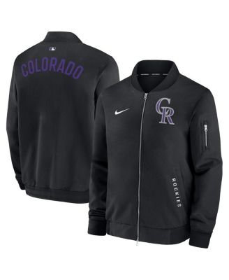 Nike - Men's Black Colorado Rockies Authentic Collection Dugout Full-Zip Bomber Jacket