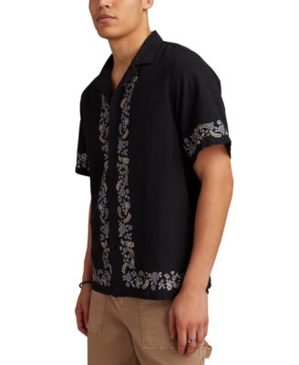 Lucky Brand - Men's Short Sleeve Embroidered Border Button-Front Shirt