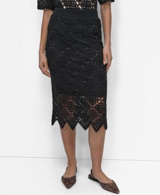 DKNY - Women's Crocheted Midi Sweater Skirt