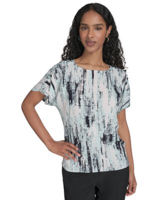 Calvin Klein - Women's Printed Button-Shoulder Blouse