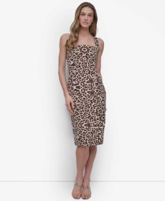 DKNY - Women's Crepe Sleeveless Criss-Cross Back Midi Dress