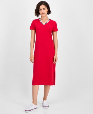 Tommy Hilfiger - Women's V-Neck Short-Sleeve Midi Dress