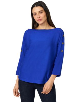 Melissa Paige - Petite Button-Trim Dolman-Sleeve Sweater