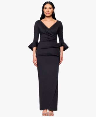 Betsy & Adam - Petites V-Neck Scuba Long Sheath Dress