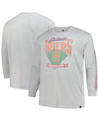 '47 Brand - Men's Gray Detroit Tigers Big Tall Distressed Franklin Long Sleeve T-Shirt