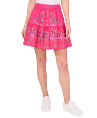CeCe - Women's A-Line Placed Print Ruffle Skirt