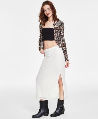 Self Esteem - Juniors' Lace Pull-On Midi Skirt