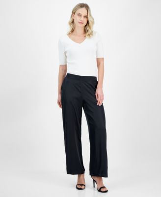 T Tahari - Women's Pull-On Wide-Leg Ankle Pants