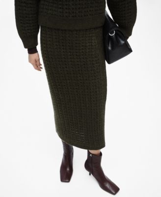 MANGO - Women's Openwork Knitted Skirt