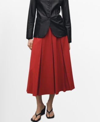 MANGO - Women's Pleated Wool Blend Skirt