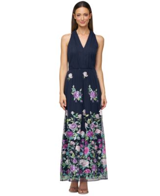 JS Collections - Women's Dassie Floral V-Neck Tie-Waist Gown