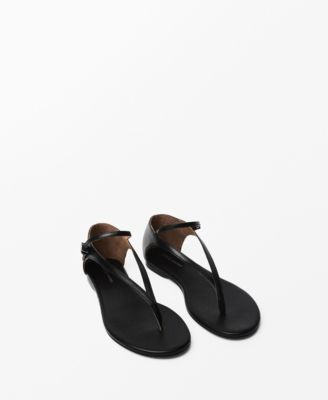 MANGO - Women's Leather Straps Sandals