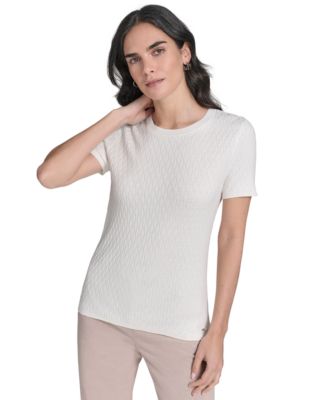 Calvin Klein - Women's Short-Sleeve Textured Sweater