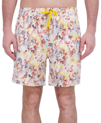 Robert Graham - Men's Drew Floral Print Drawstring 7" Swim Trunks