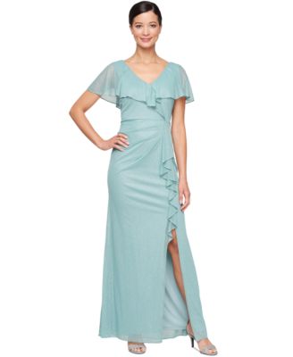 SL Fashions - Petite Ruffled Flutter-Sleeve Gown