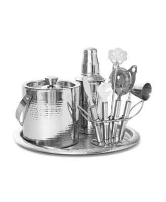 Godinger - Hammered Stainless Steel 9-Pc. Barware Set