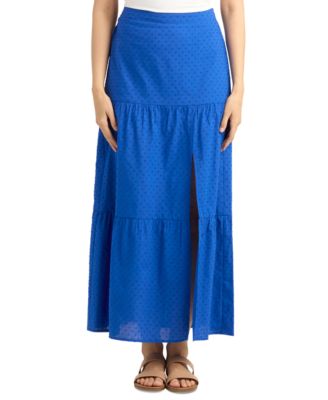 BCX - Juniors' Cotton Clip-Dot Tiered Maxi Skirt