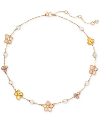 kate spade new york - Gold-Tone Pastel Petals Scatter Necklace, 16" + 3" extender