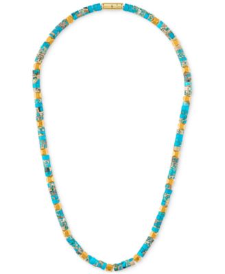 Bulova - Men's Marine Star Reconstituted Turquoise 22" Beaded Necklace